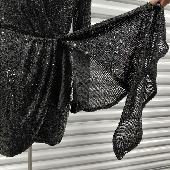 $498 NWT Ronny Kobo Women's Jerry Dress XS Black Sequin Formal Cocktail Party - Picture 8 of 14